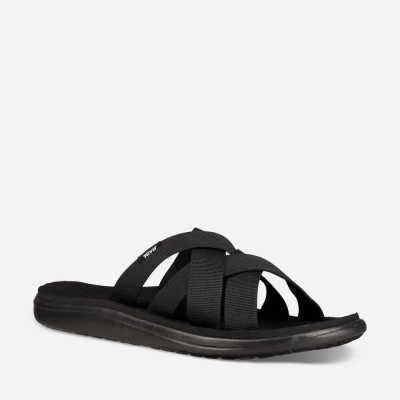 Teva Voya Slide - Men's Teva Sandals - Black | India (ZUKW76412)